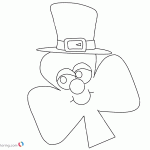 Simple Shamrock coloring pages with hat