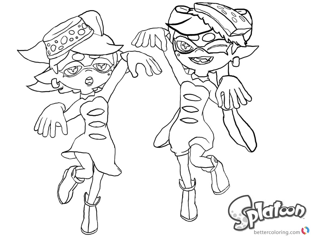 Splatoon Coloring Pages Lovely Callie and Marie Lineart printable