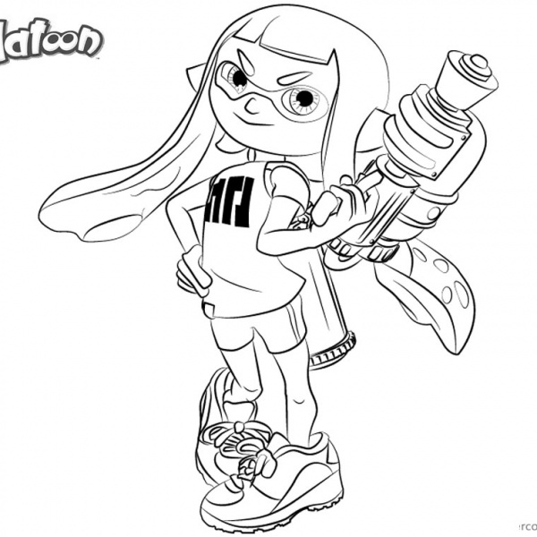 Splatoon Coloring Pages Squid Black and White - Free Printable Coloring ...