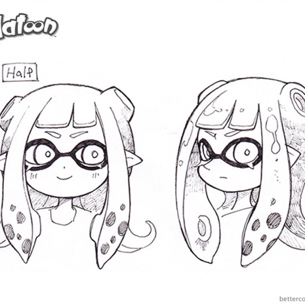 Splatoon Coloring Pages Inkling Girl and Squid Running - Free Printable ...