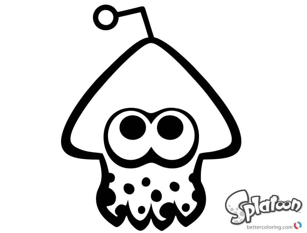 Splatoon Coloring Pages Squid Black and White printable
