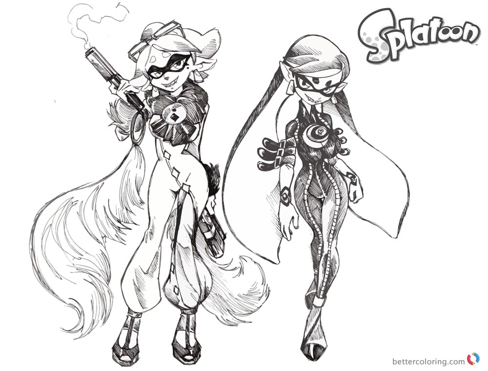 Splatoon Coloring Pages Witch Squid printable
