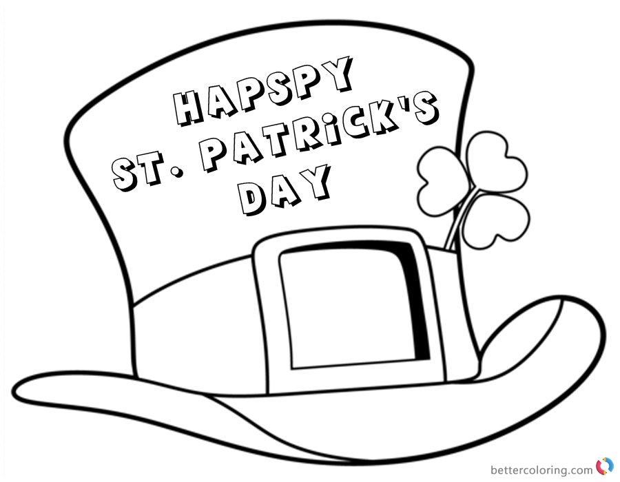 Download St Patrick Day shamrock coloring pages top hat - Free Printable Coloring Pages