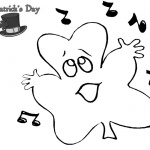 St Patrick day coloring pages Cartoon Shamrock Singing