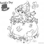 St Patricks Day coloring pages shamrocks and cute leprechaun