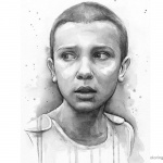 Stranger Things Coloring Pages Eleven Art Portrait Upside