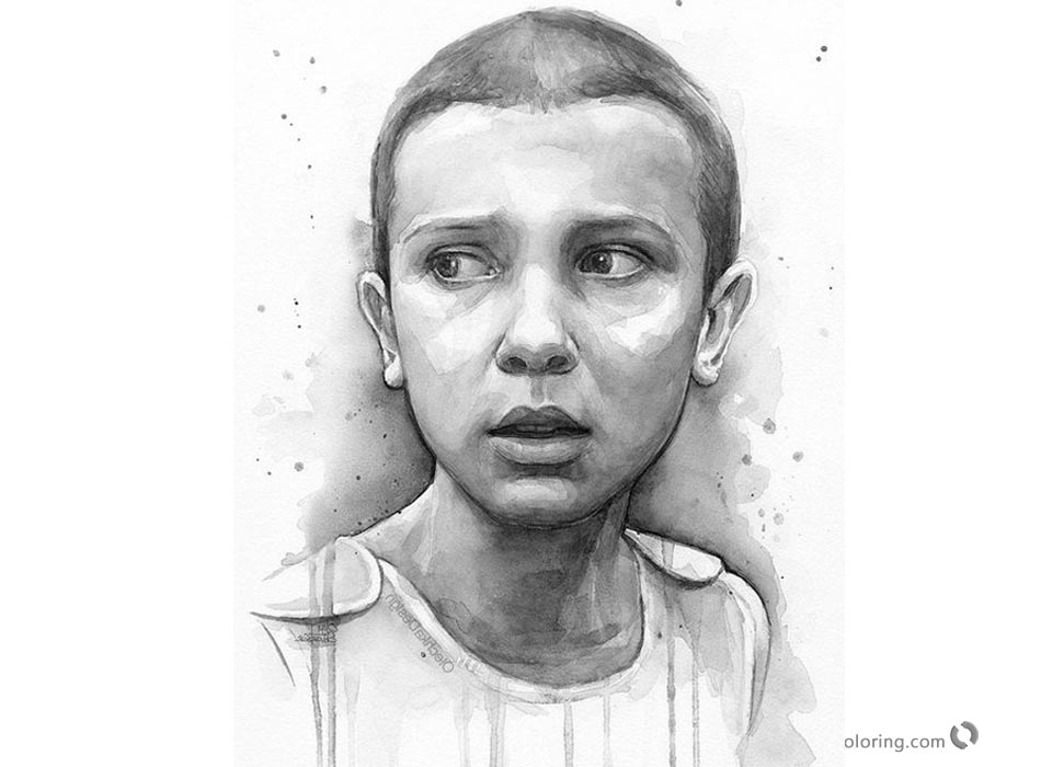 Stranger Things Coloring Pages Eleven Art Portrait Upside Free 