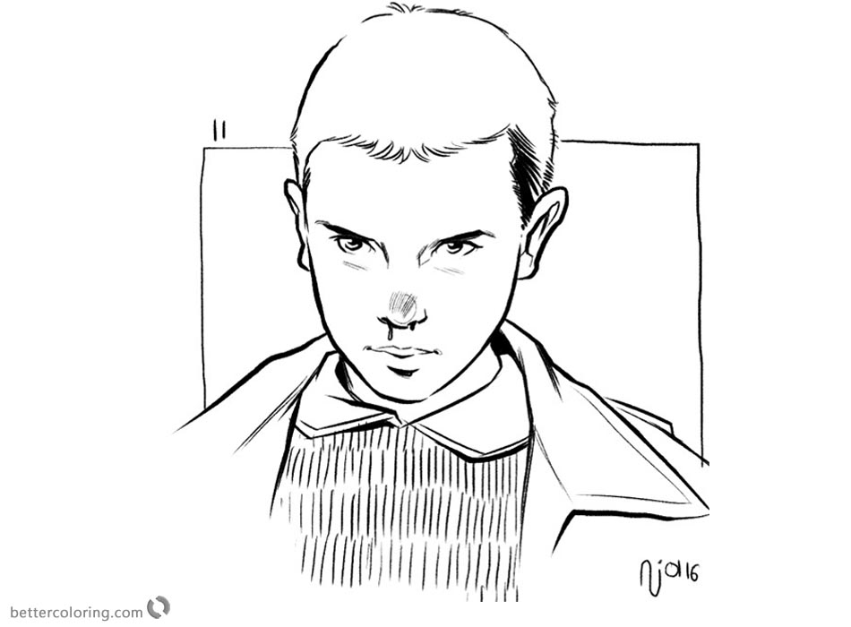 Stranger Things Coloring Pages Eleven By Nathan J Anderson Free 