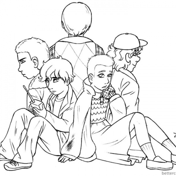 Stranger Things Coloring Pages Eleven Portrait Black and White Version ...