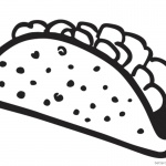 Taco Coloring Page Black and White for kids