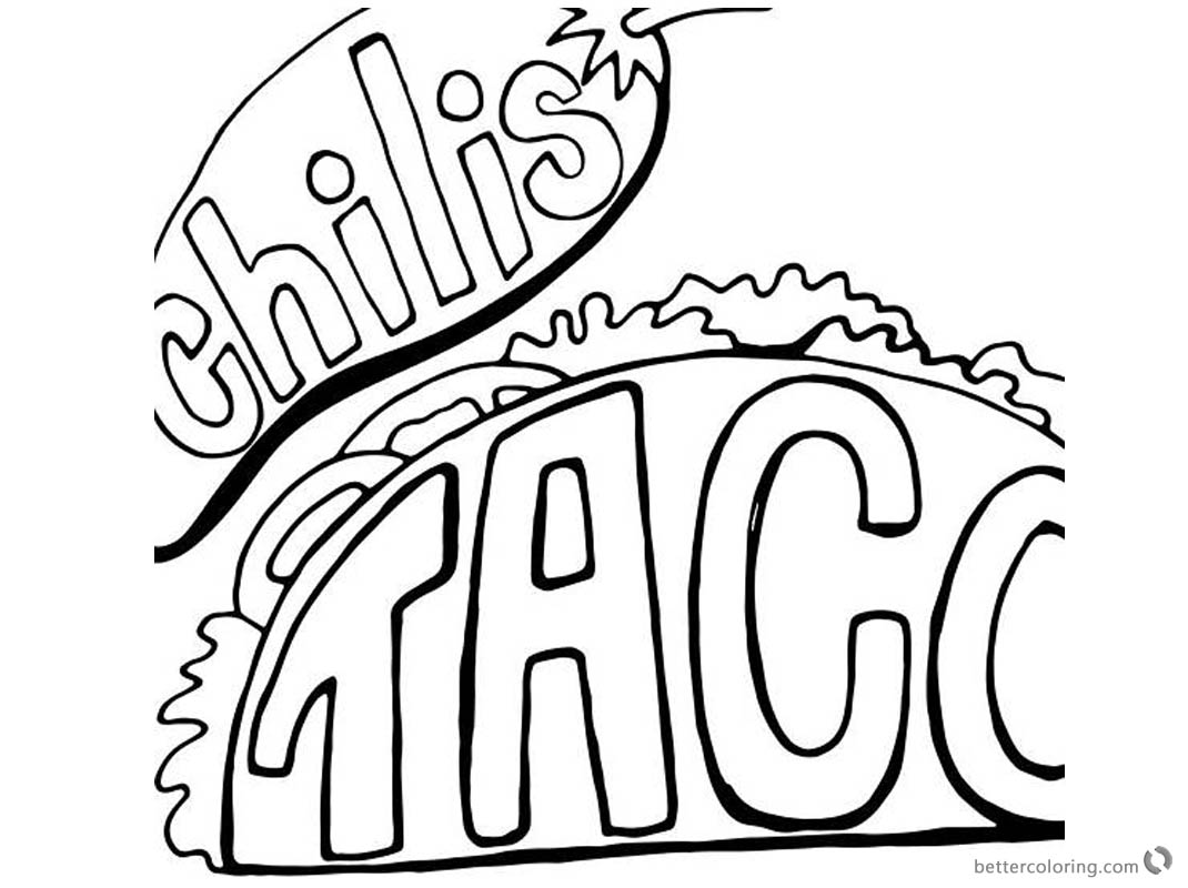 Taco Coloring Page Chilis Taco printable