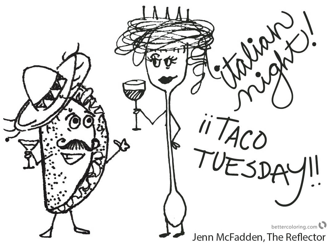 Download Taco Coloring Page Italian night by Jenn McFadden - Free ...