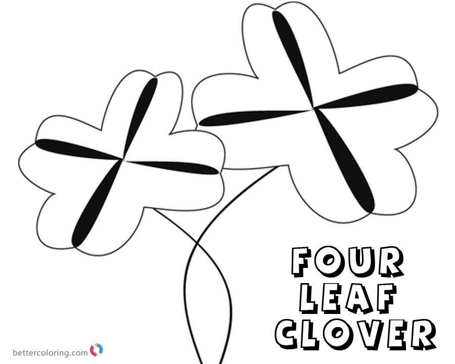 Two Four leaf clover coloring pages printable