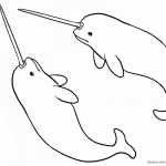Two Sad Narwhal Coloring Pages