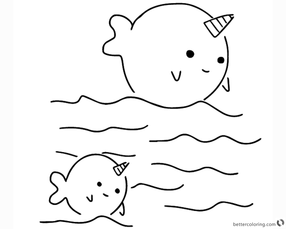 Download Two cute narwhals coloring pages - Free Printable Coloring ...