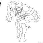 Venom Coloring Pages Black and White Lineart by deviantyurai