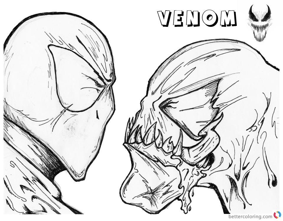 venom coloring pages spider man and venom uncolored free printable