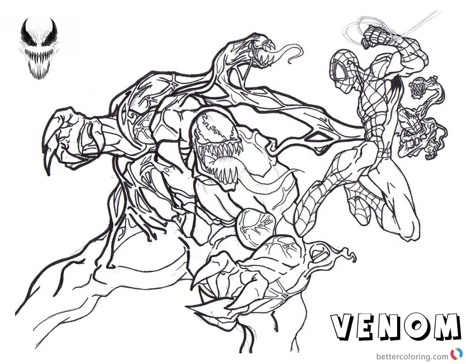 Venom Coloring Pages Spiderman Fight Against Venom printable and free