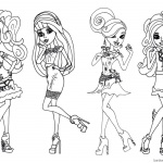 4 Girls from Monster High Coloring Pages