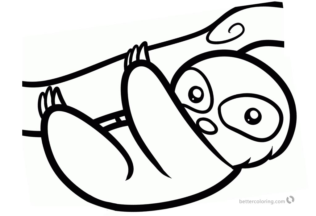 Baby Sloth Coloring Pages printable for free