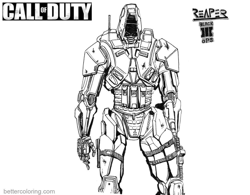 Call of Duty Coloring Pages Black OPS 3 Reaper Free Printable