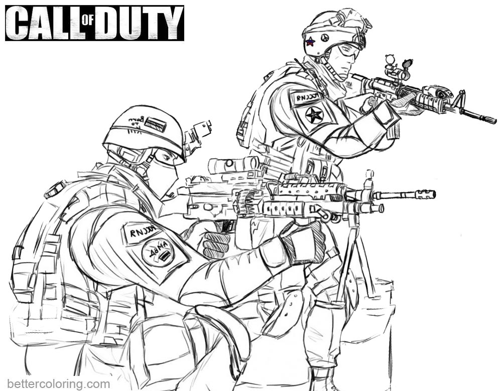 Call of Duty Coloring Pages Black Ops Sketch - Free Printable Coloring