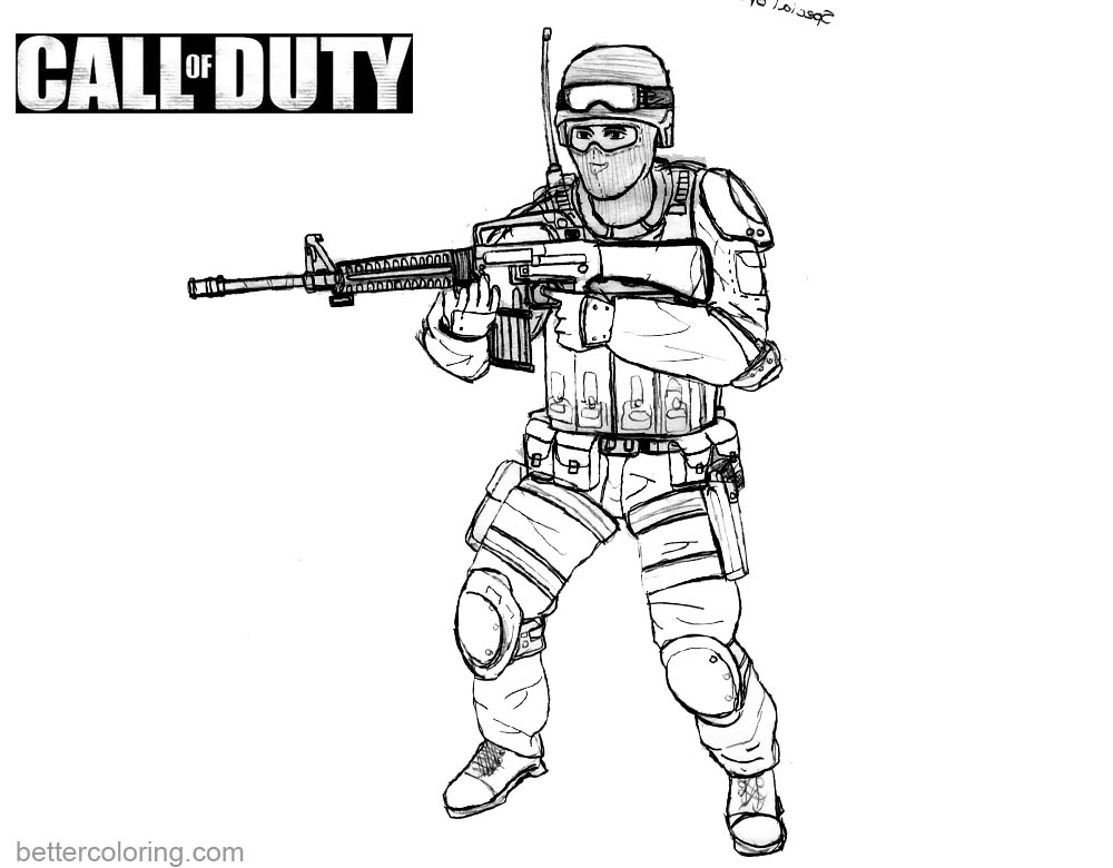 Call of Duty Coloring Pages Black and White Free