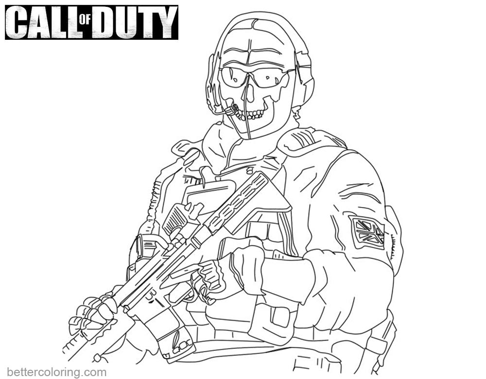 Call of Duty Coloring Pages Ghost Lineart - Free Printable Coloring Pages