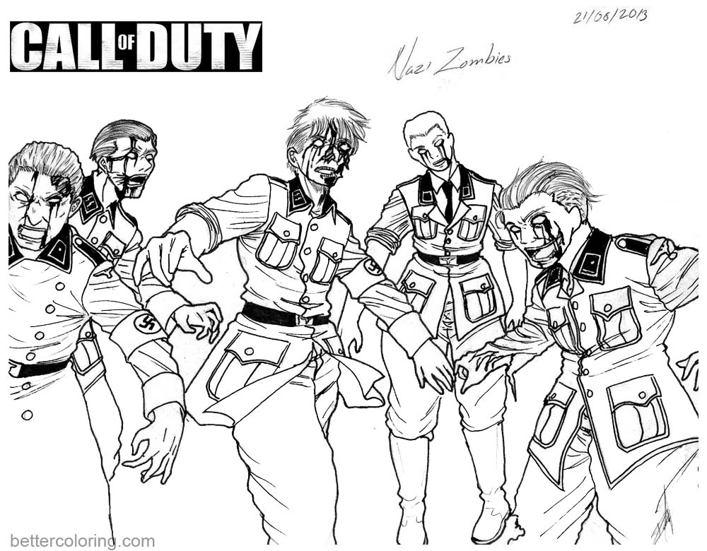 Call Of Duty Black Ops Zombies Coloring Pages Sketch Coloring Page