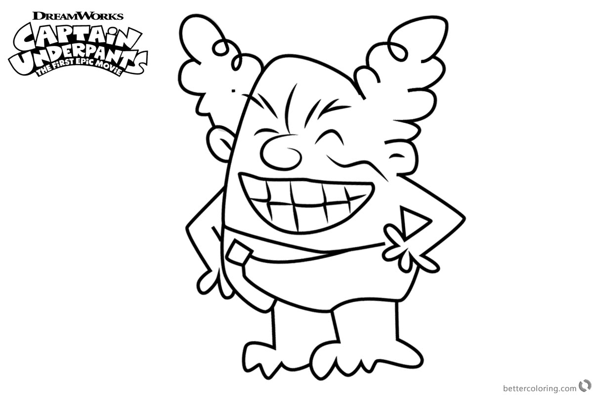 Captain Underpants Coloring Pages Dr.Diaper printable for free