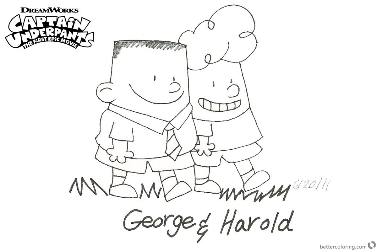 Captain Underpants Coloring Pages Fanart printable for free