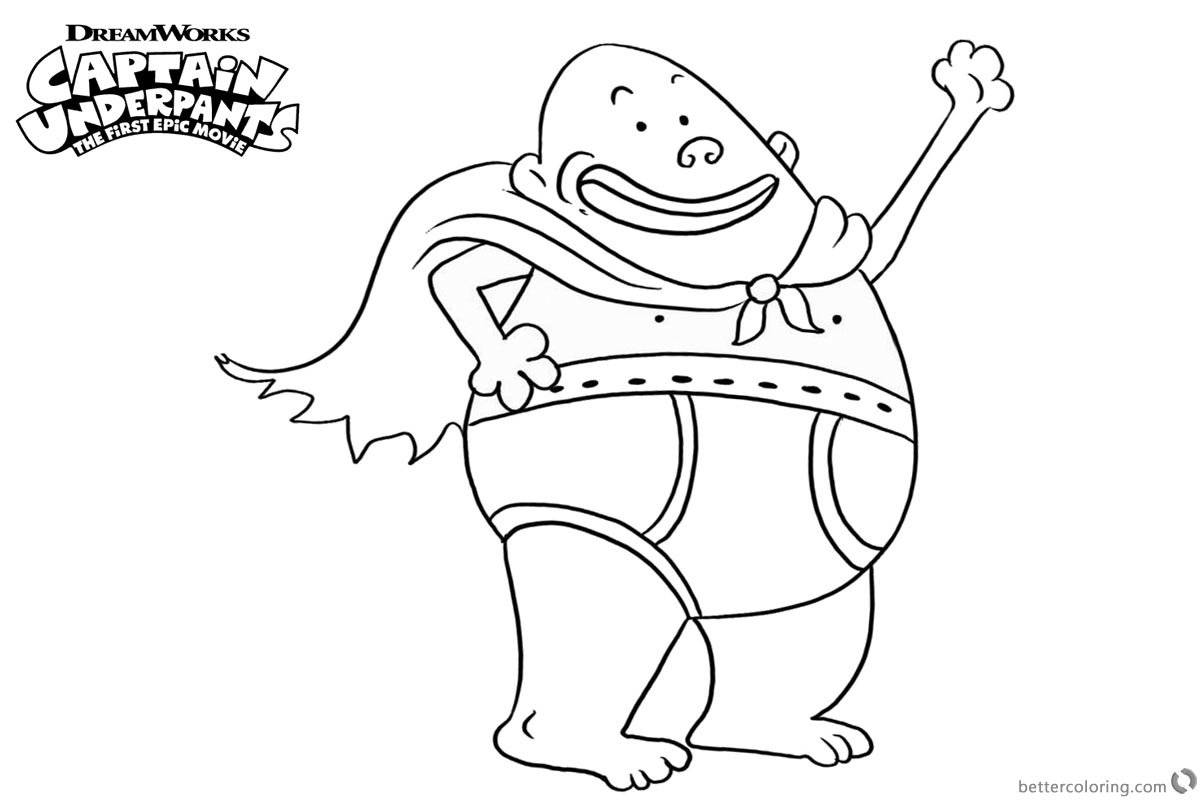 Captain Underpants Coloring Pages Line Art printable for free
