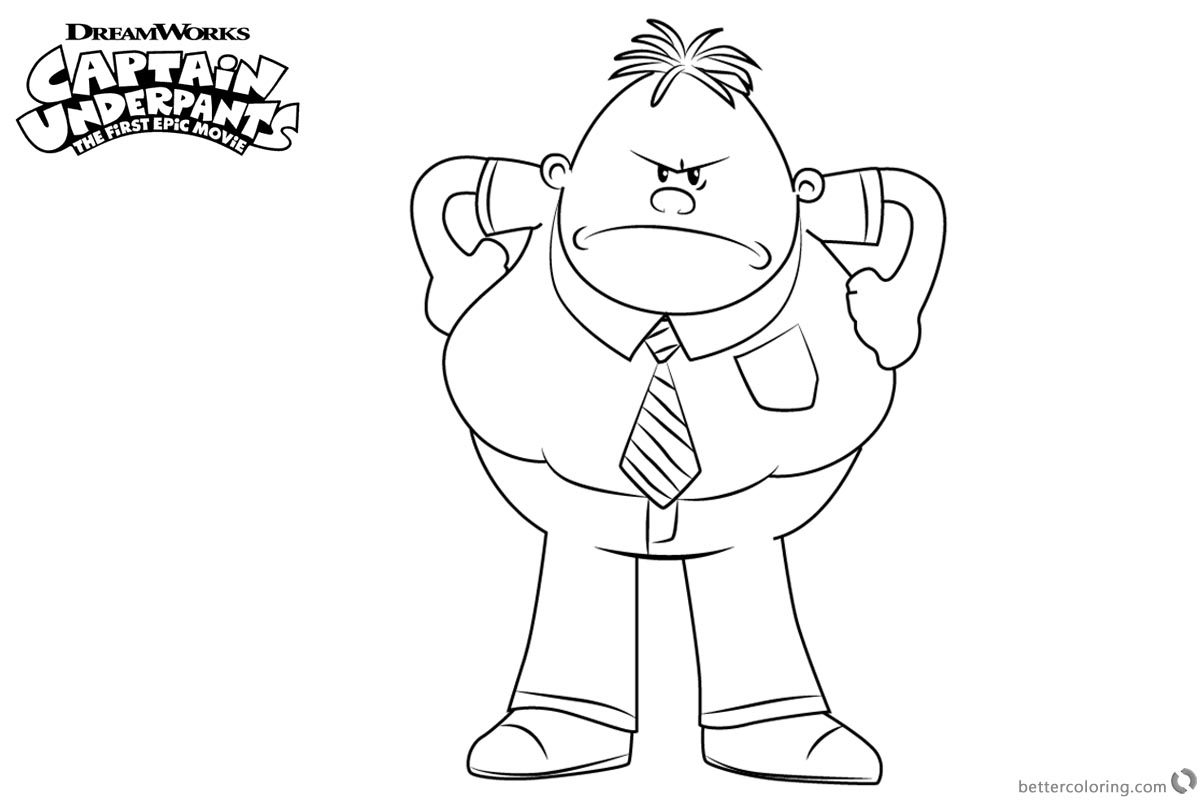 Captain Underpants Coloring Pages Mr Krupp printable for free