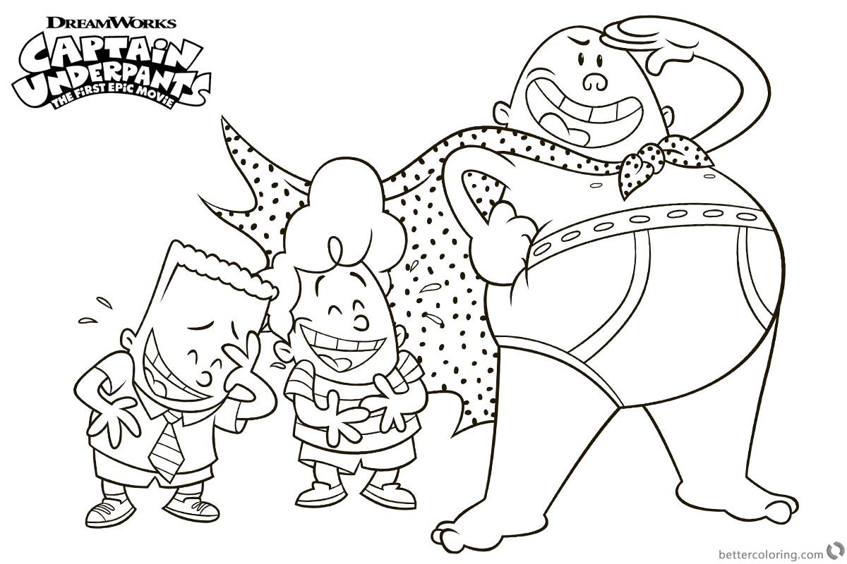 Captain Underpants Coloring Pages with George and Harold - Free