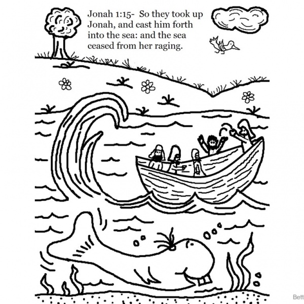 Funny Jonah And The Whale Sketch - Free Printable Coloring Pages