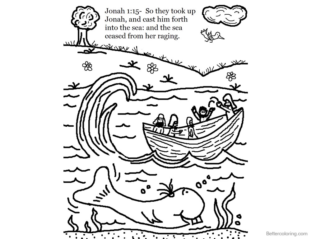 Cartoon Jonah And The Whale Coloring Pages Line Art printable for free