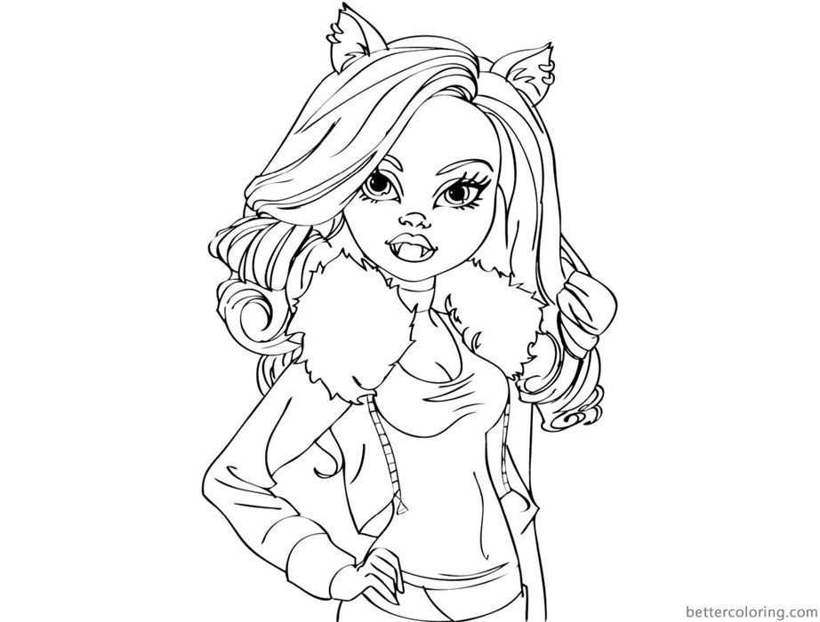 Clawdeen Wolf from Monster High Coloring Pages printable for free