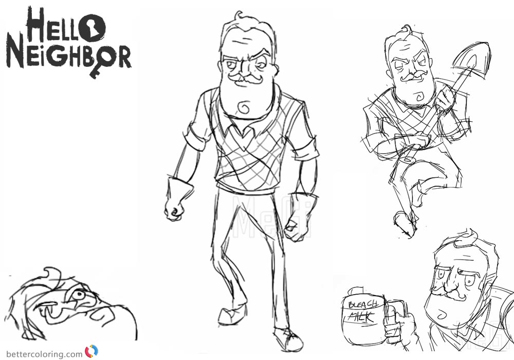 Coloring Pages of Hello Neighbor Sketch by 5megi5 printable for free