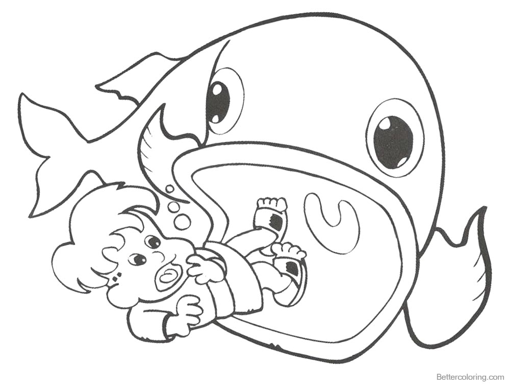 Coloring Pages of Jonah And The Whale Black and White printable for free