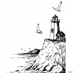 Coloring Pages of Realistic Lighthouse