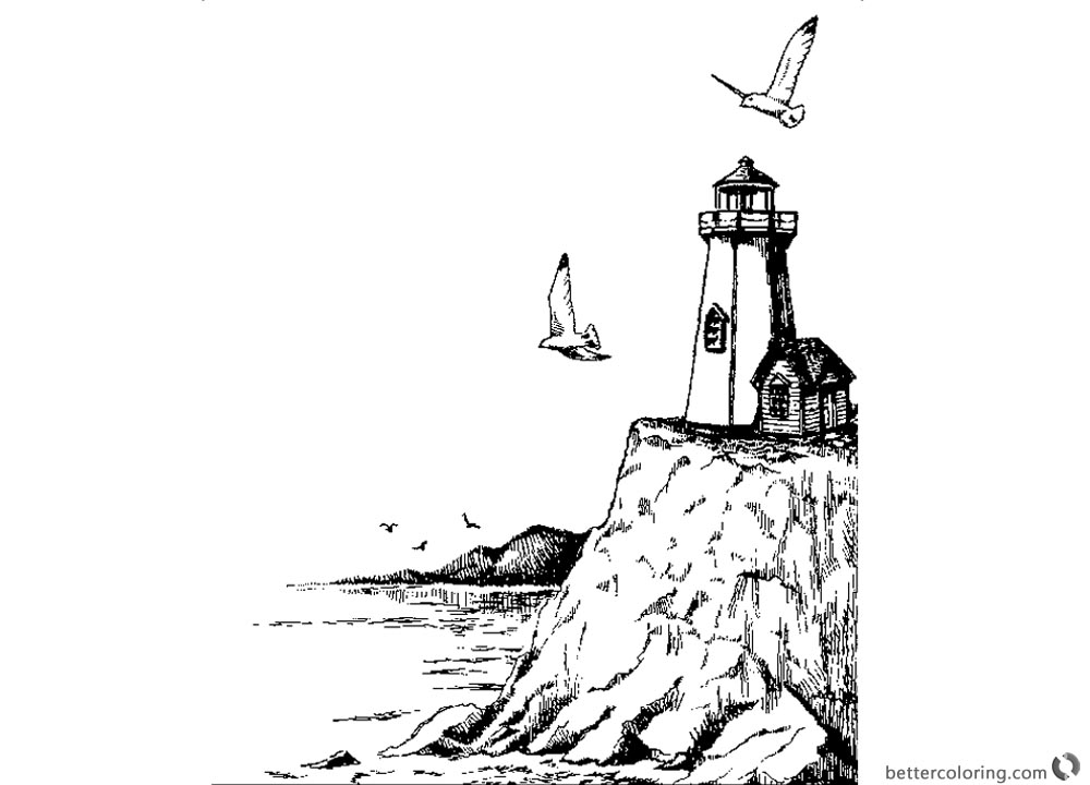 Coloring Pages of Realistic Lighthouse printable for free