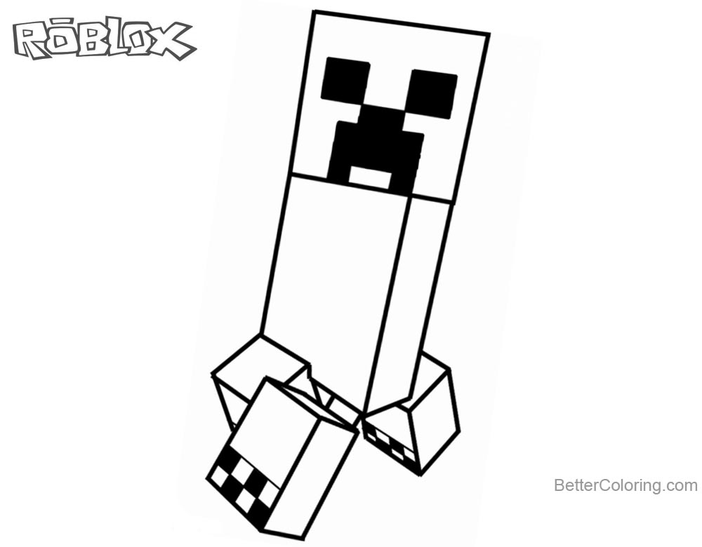 Creeper from Minecraft of Roblox Coloring Pages printable for free