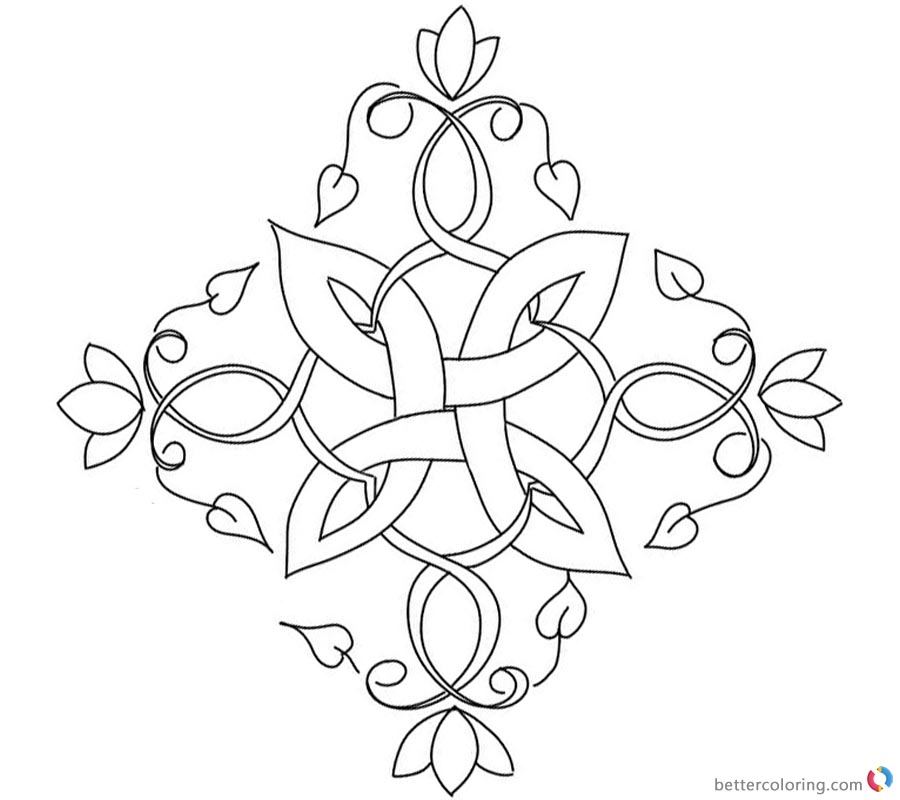 Flowers Celtic Knot Coloring Pages printable for free
