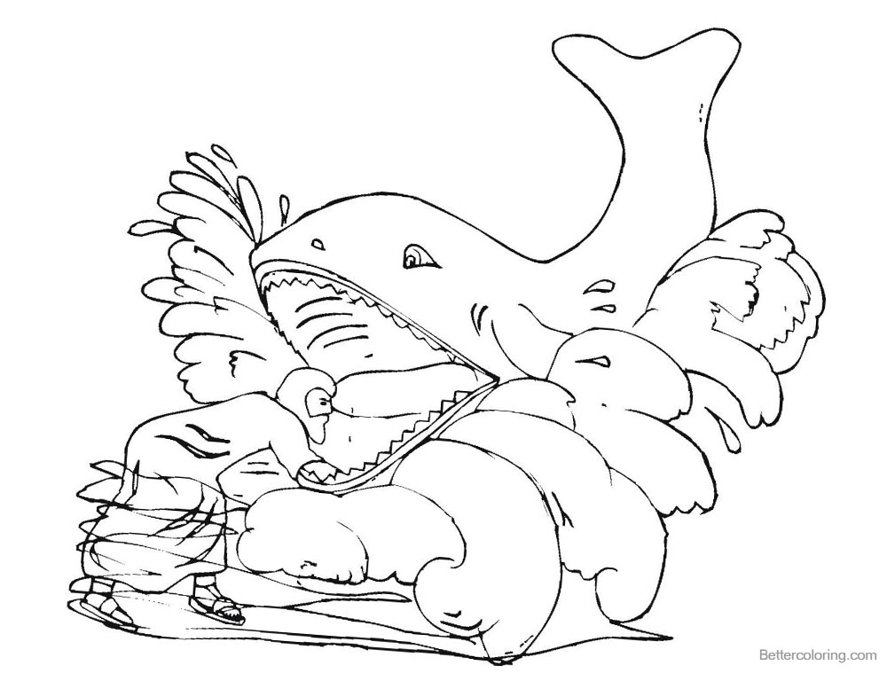 Funny Jonah And The Whale Sketch printable for free