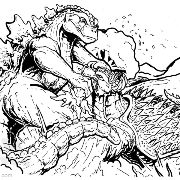 Godzilla Coloring Pages Simple Drawing - Free Printable Coloring Pages