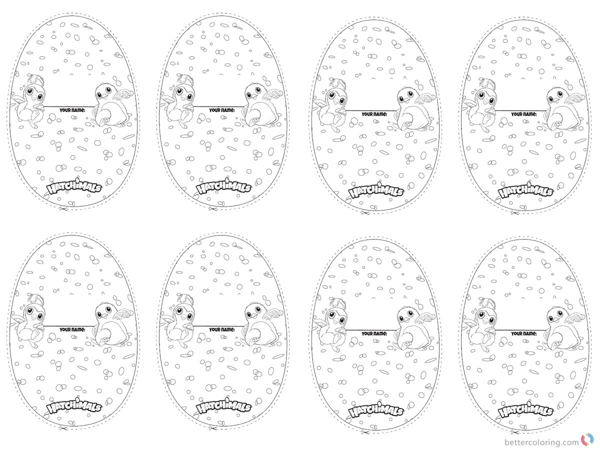 Hatchy Hatchimals Coloring Pages Eight Name Cards printable for free