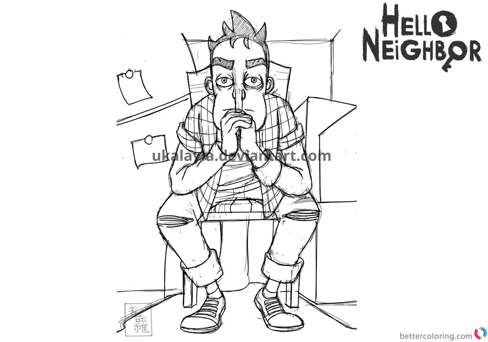 Hello Neighbor Coloring Pages Curiosity Nicky Sketch printable for free