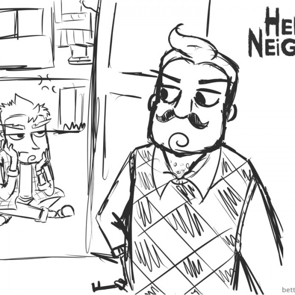 Hello Neighbor Coloring Pages Female Character - Free Printable ...