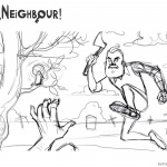 Hello Neighbor Coloring Pages Mr.Peterson is Fighting