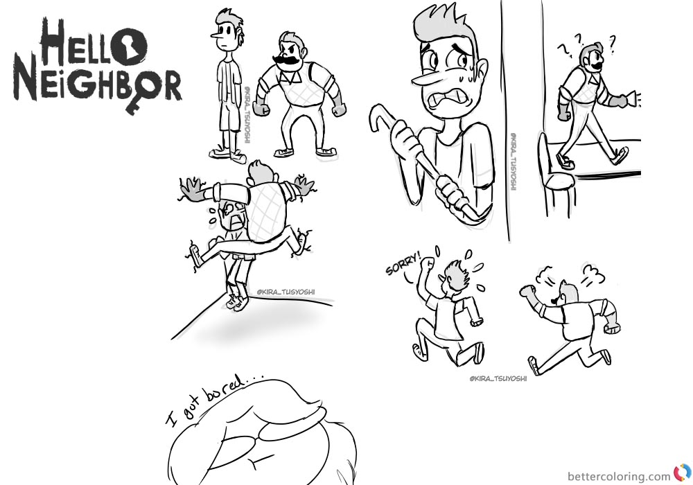 Hello Neighbor Coloring Pages Sketch Doodles printable for free